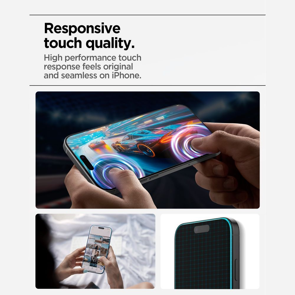 Schutzfolie Spigen GlastR Align Master Slim für Apple iPhone 17 Pro, Gehärtetes Glas, Vollkleber, Set 3 Stück AGL10103