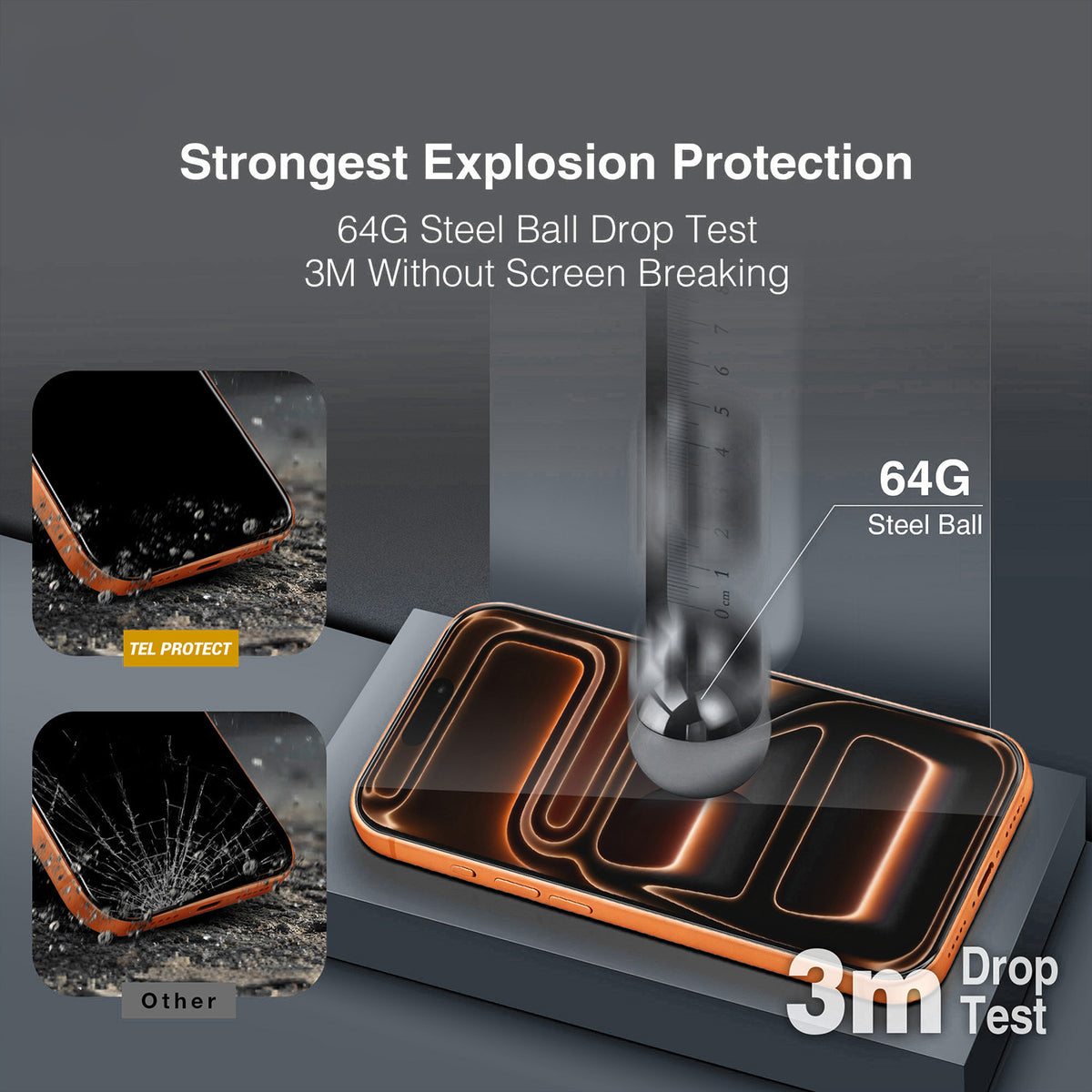 Tel Protect 10X HD DLC Diamond Coating Displayschutzfolie für Apple iPhone 18 Pro / 17 Pro, gehärtetes Glas, vollflächig klebend, schwarz