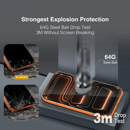 Tel Protect 10X HD DLC Diamond Coating Displayschutzfolie für Apple iPhone 18 Pro / 17 Pro, gehärtetes Glas, vollflächig klebend, schwarz