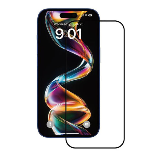 Anank 1X Verstärkte Displayschutzfolie für Apple iPhone 16, Sicherheitsglas, Vollkleber, 2.5D, Schwarz