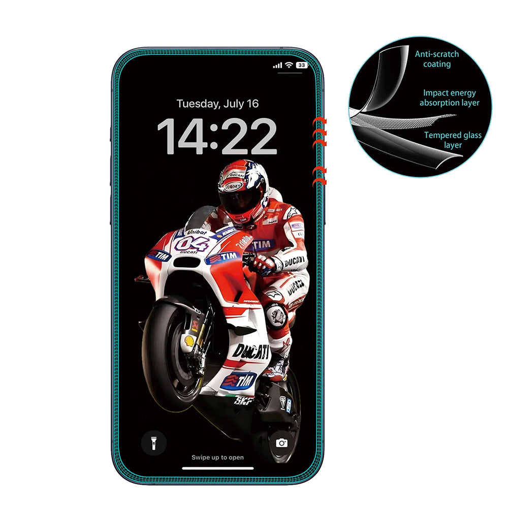 Anank 3X Verstärkte Displayschutzfolie für Apple iPhone 16 Pro Max, Gehärtetes Glas, Vollkleber, 3D, Schwarz