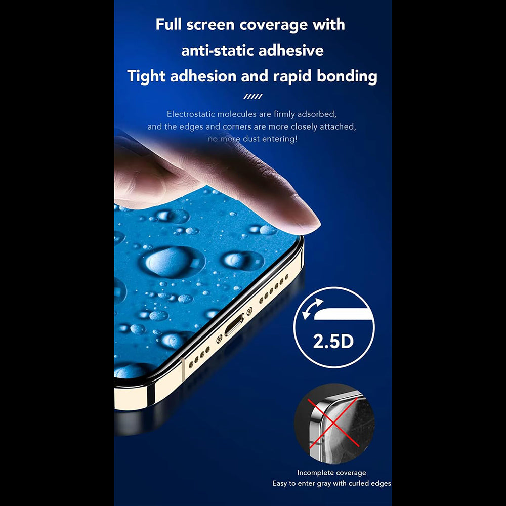 Anank 5X Reinforced CG Screen Protector for Apple iPhone 16 Pro Max, Tempered Glass, Full Glue, 2.5D, Black