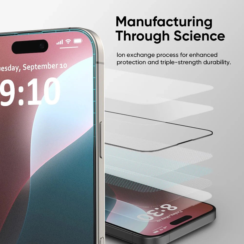 Schutzfolie Anank 5X Reinforced Invisible für Apple iPhone 17 Pro, Gehärtetes Glas, Full Glue, 3D, Schwarz