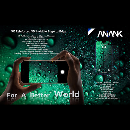 Schutzfolie Anank 5X Reinforced Invisible für Apple iPhone 17, Gehärtetes Glas, Full Glue, 3D, Schwarz