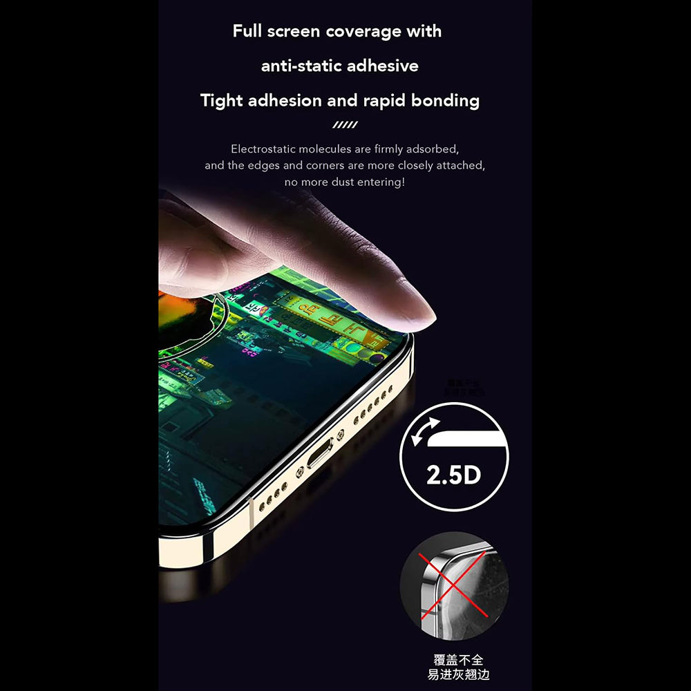 Anank Anti-Fingerprint Displayschutzfolie für Apple iPhone 15, gehärtetes Glas, Vollkleber, 2.5D, Schwarz
