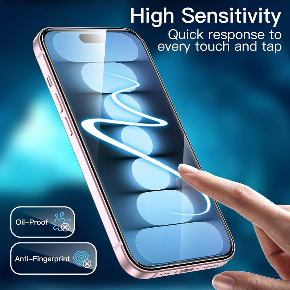 Anank Screen Protector Film for Apple iPhone 15 Pro Max, Tempered Glass, Full Glue, 3D, Set of 10 pieces