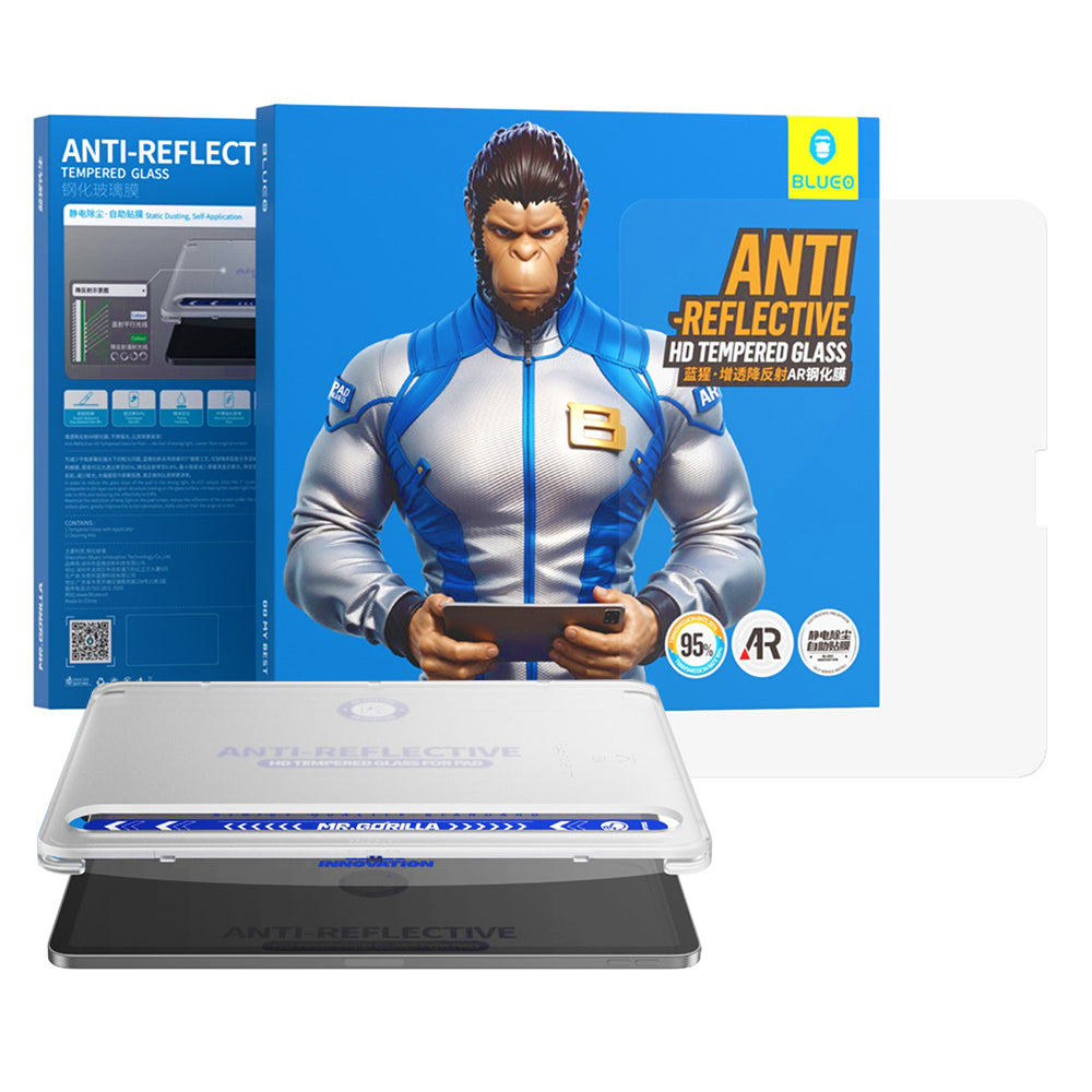 Blueo Anti-Reflexions-HD-Bildschirmschutzfolie Applicator Pro für Apple iPad Pro 13 (2024), gehärtetes Glas, Vollkleber