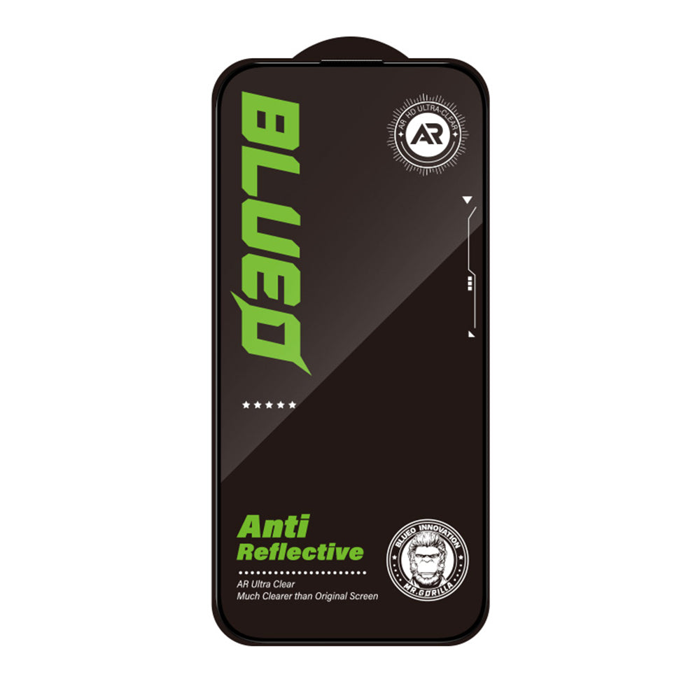 Blueo Anti-Reflective HD Displayschutzfolie für Apple iPhone 14 Pro, gehärtetes Glas, Vollklebung, Schwarz