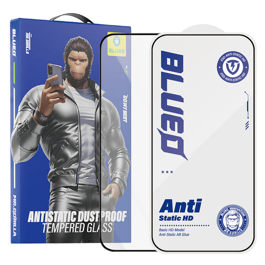 Blueo Anti-Static HD Displayschutzfolie für Apple iPhone 18 Pro Max / 17 Pro Max / 16 Pro Max, gehärtetes Glas, Vollkleber, schwarz