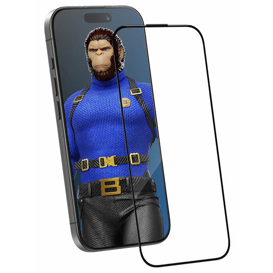 Blueo Crystal Anti-Kratz Schutzfolie mit Applikator für Apple iPhone 15 Pro Max, gehärtetes Glas, Vollkleber, Schwarz