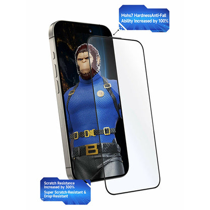 Blueo Crystal Anti-Kratz Schutzfolie mit Applikator für Apple iPhone 15 Pro Max, gehärtetes Glas, Vollkleber, Schwarz