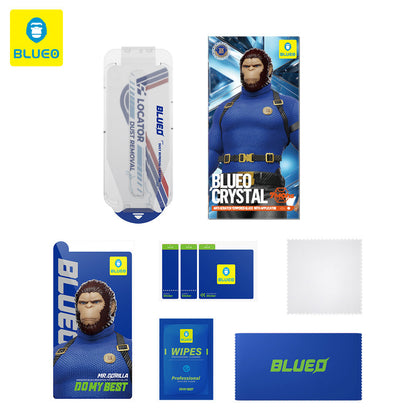 Blueo Crystal Anti-Kratz Schutzfolie mit Applikator für Apple iPhone 15 Pro Max, gehärtetes Glas, Vollkleber, Schwarz