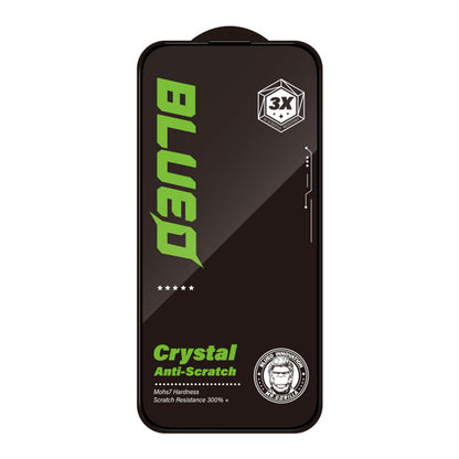 Blueo Crystal Anti-Scratch Screen Protector for Apple iPhone 16 Plus / 15 Plus, Tempered Glass, Full Glue, Black