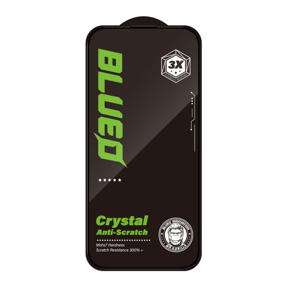 Blueo Crystal Anti-Kratz Schutzfolie für Apple iPhone 16 Pro Max, gehärtetes Glas, Vollkleber, Schwarz