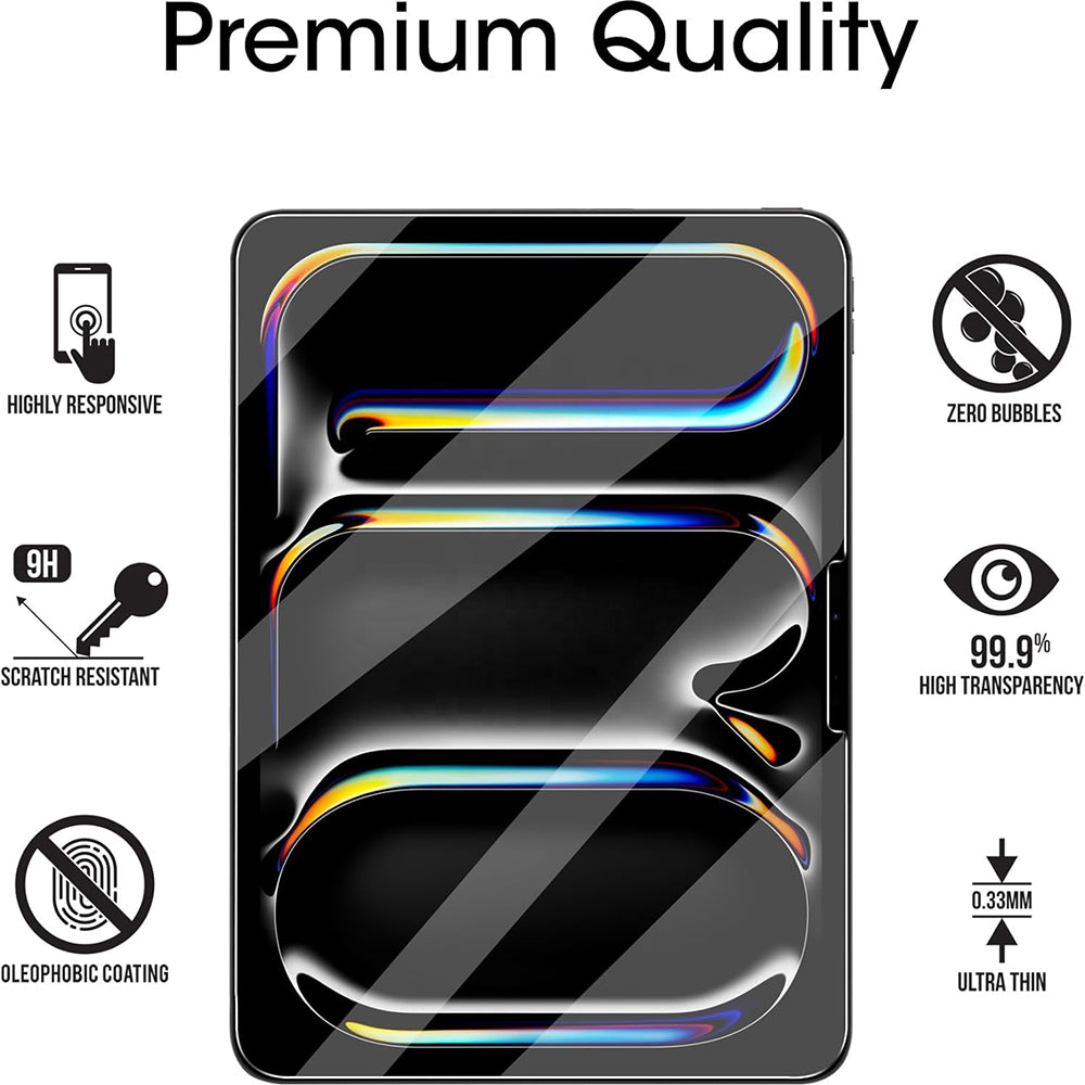 Blueo HD Displayschutzfolie für Apple iPad Pro 12,9 (2022) / Pro 12,9 (2021) / Pro 12,9 (2020), gehärtetes Glas, Full Glue