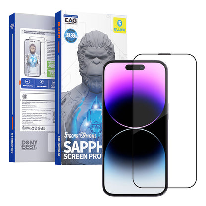Blueo Sapphire Applicator Pro Displayschutzfolie für Apple iPhone 15 Pro Max, gehärtetes Glas, Full Glue, Schwarz