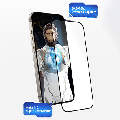 Blueo Sapphire Applicator Pro Displayschutzfolie für Apple iPhone 15 Pro, gehärtetes Glas, Full Glue, Schwarz