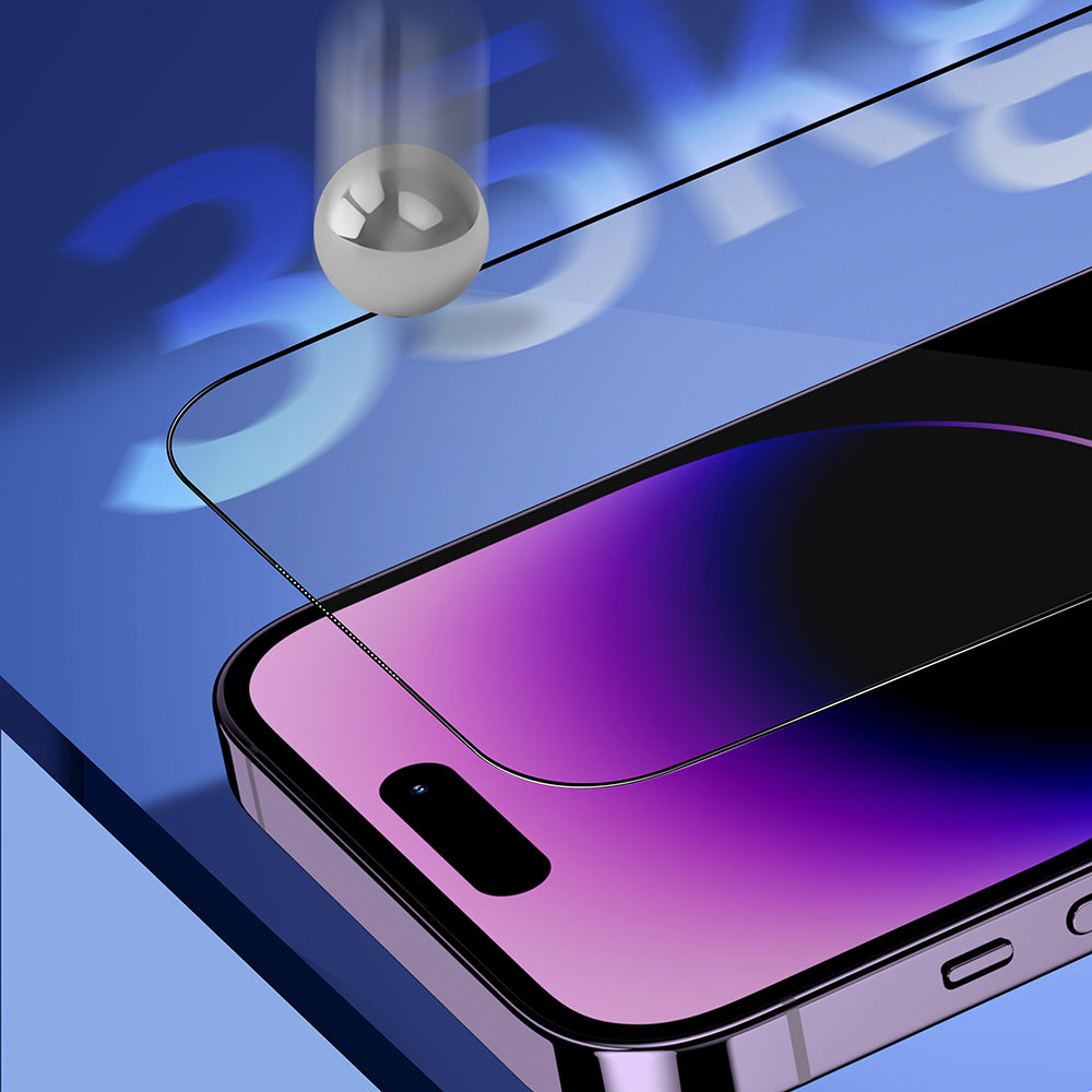 Blueo Sapphire Applicator Pro Displayschutzfolie für Apple iPhone 15 Pro, gehärtetes Glas, Full Glue, Schwarz