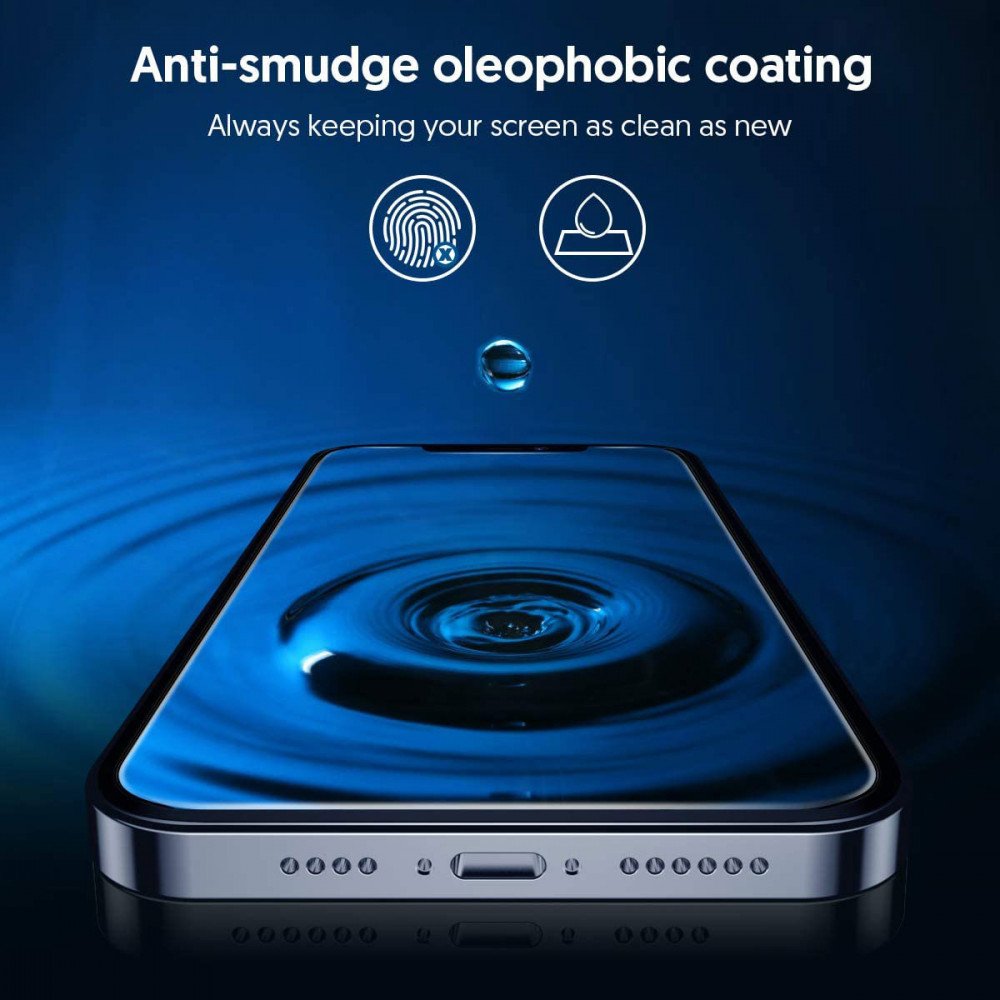Blueo Silk HD Displayschutzfolie für Apple iPhone 16 / 15, gehärtetes Glas, Full Glue, 5er-Set, 2.5D, Schwarz