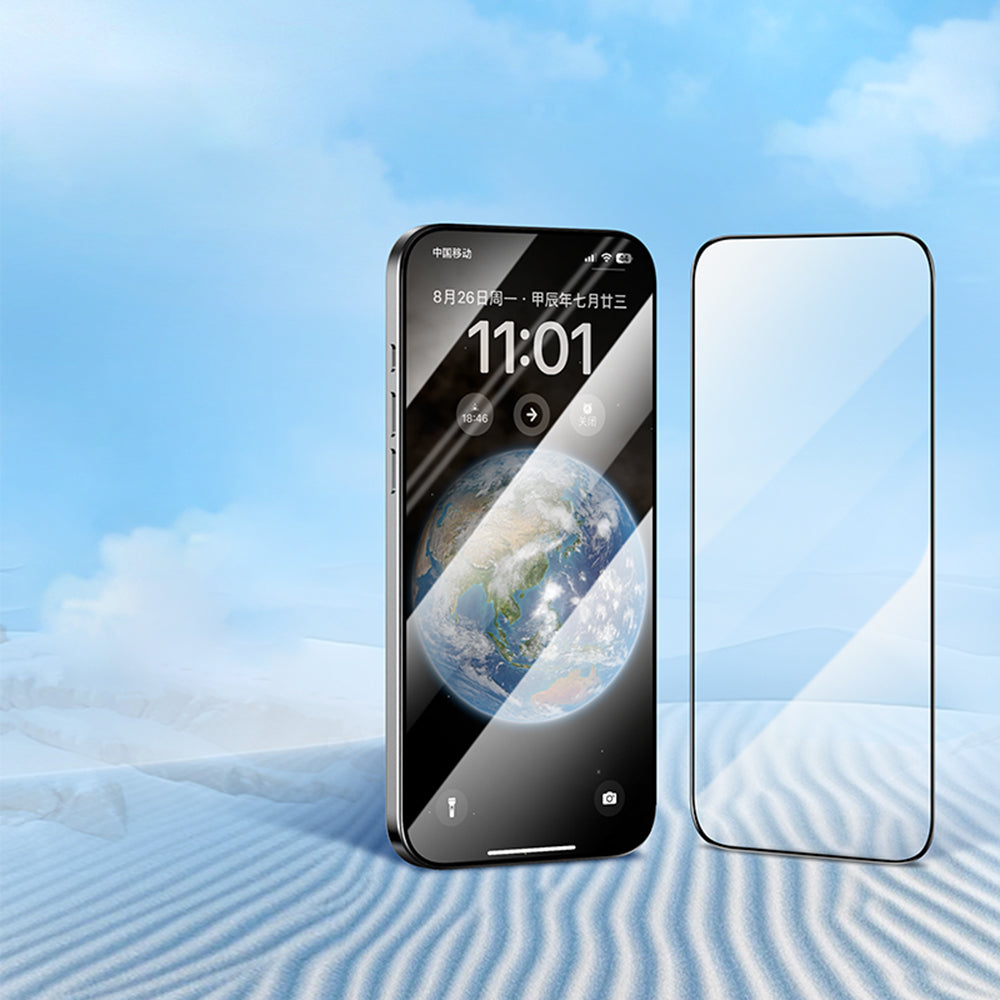 Blueo Silk HD Displayschutzfolie für Apple iPhone 16 / 15, gehärtetes Glas, Full Glue, 5er-Set, 2.5D, Schwarz