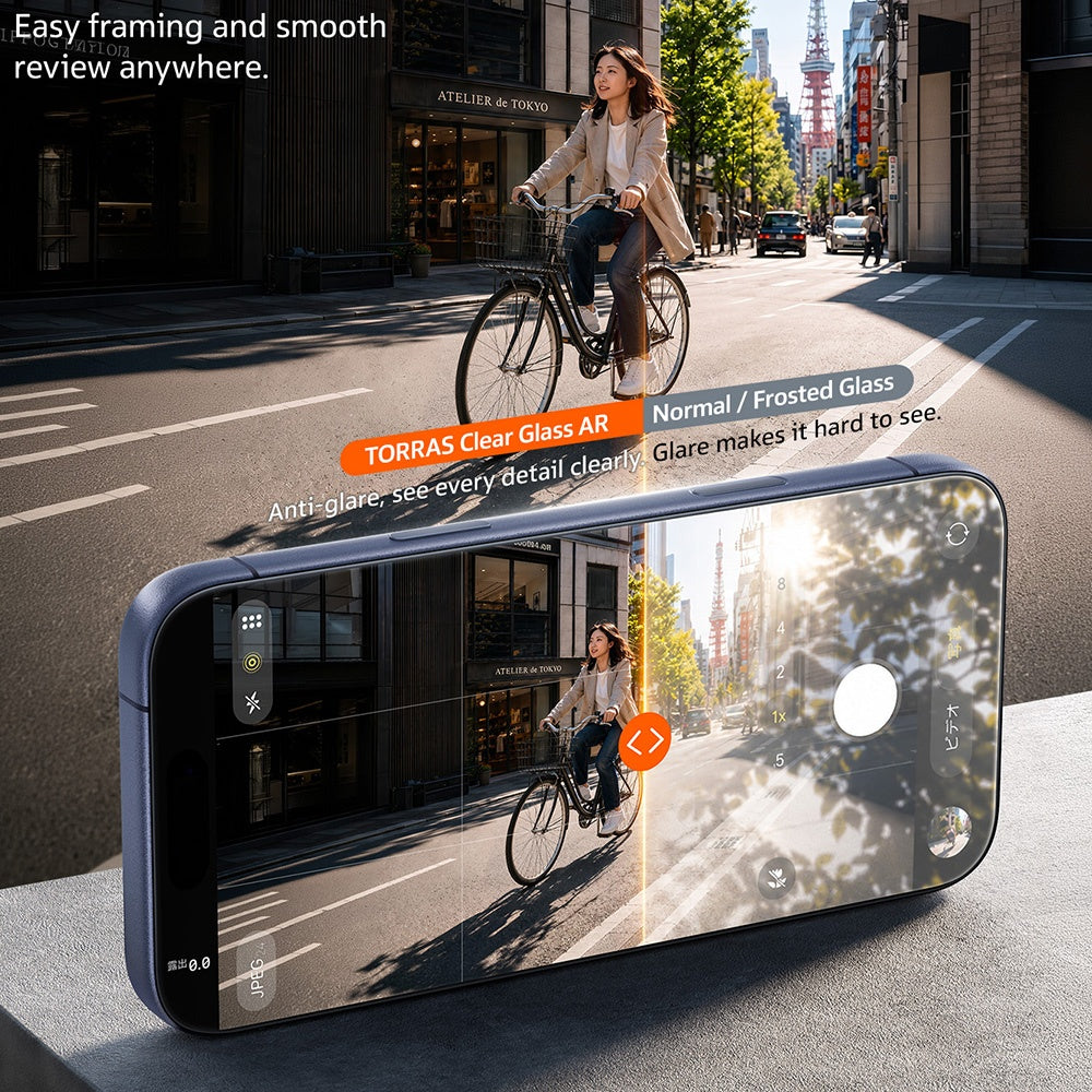 Torras Sunview AR Displayschutzfolie für Apple iPhone 18 Pro / 17 Pro, gehärtetes Glas, Full Glue