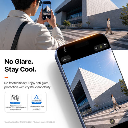 Torras Sunview AR Displayschutzfolie für Apple iPhone 18 Pro Max / 17 Pro Max, gehärtetes Glas, Full Glue