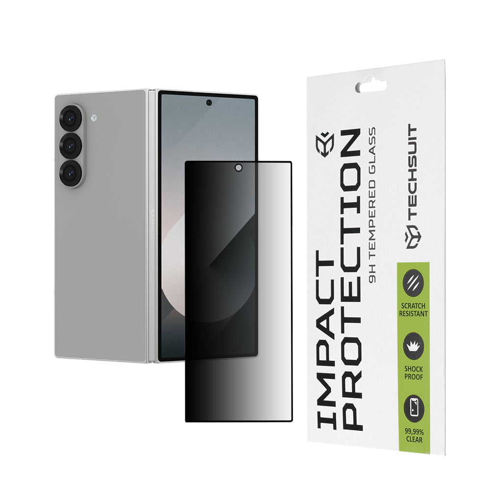 Privacy Techsuit Außenschutzfolie für Samsung Galaxy Z Fold6 F956, gehärtetes Glas, Vollkleber, 111D