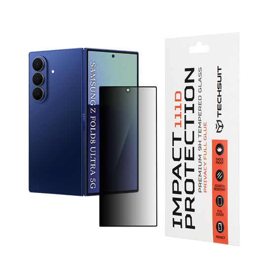 Privacy Techsuit Außenschutzfolie für Samsung Galaxy Z Fold8 Ultra F976, gehärtetes Glas, Vollkleber, 111D