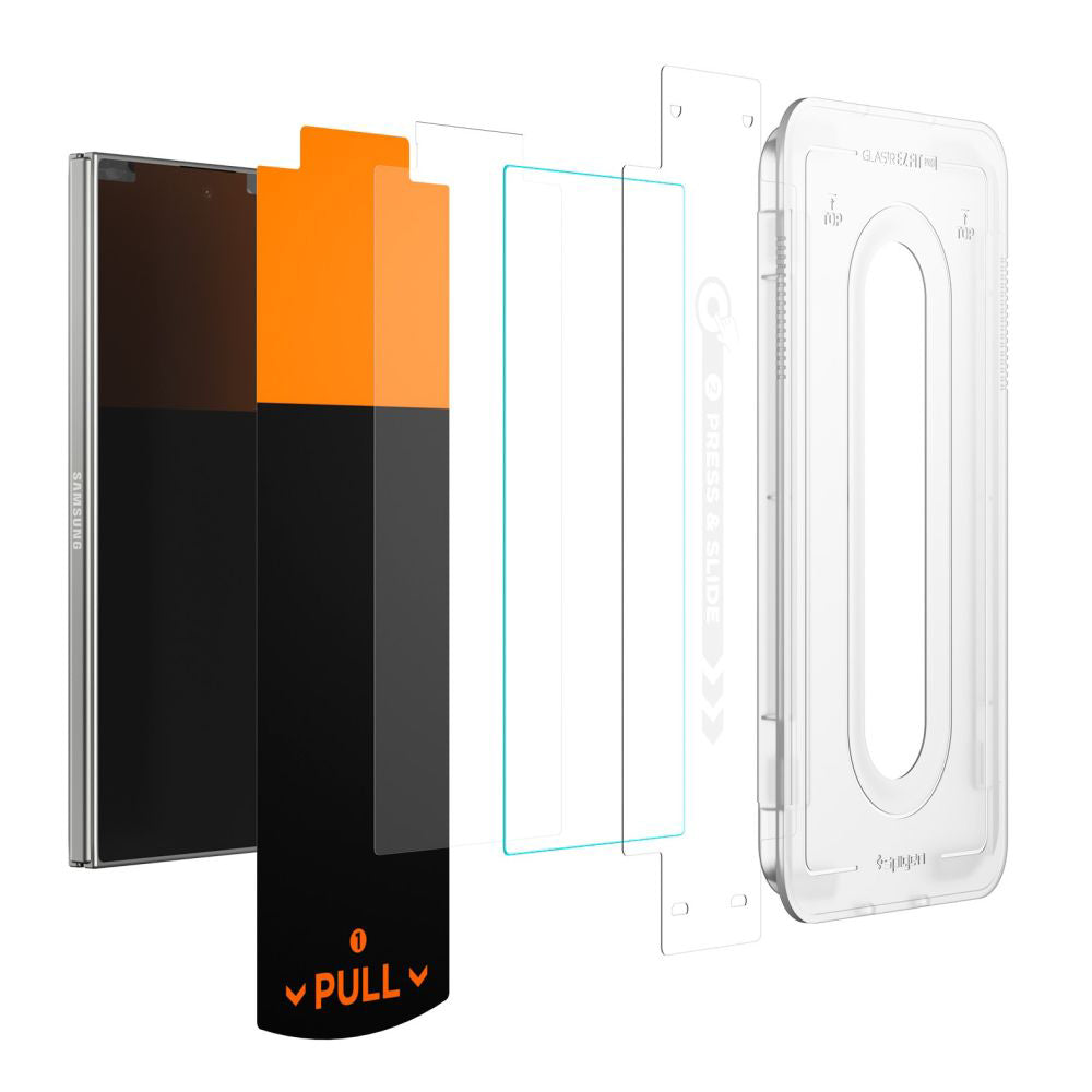 Schutzfolie Außenbildschirm Spigen GlastR EZ FIT Pro HD für Samsung Galaxy Z Fold7 F966, Gehärtetes Glas, Vollkleber, Set 2 Stück AGL09579