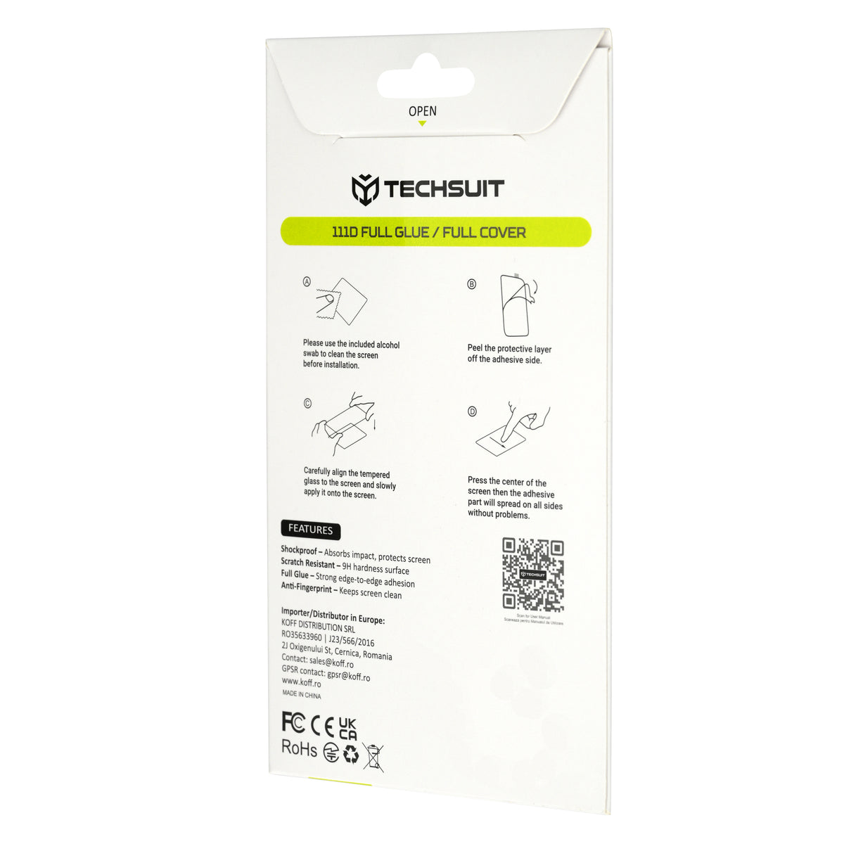 Techsuit Exterior Screen Protector for Google Pixel 11 Pro Fold, Tempered Glass, Full Glue, 111D, Black