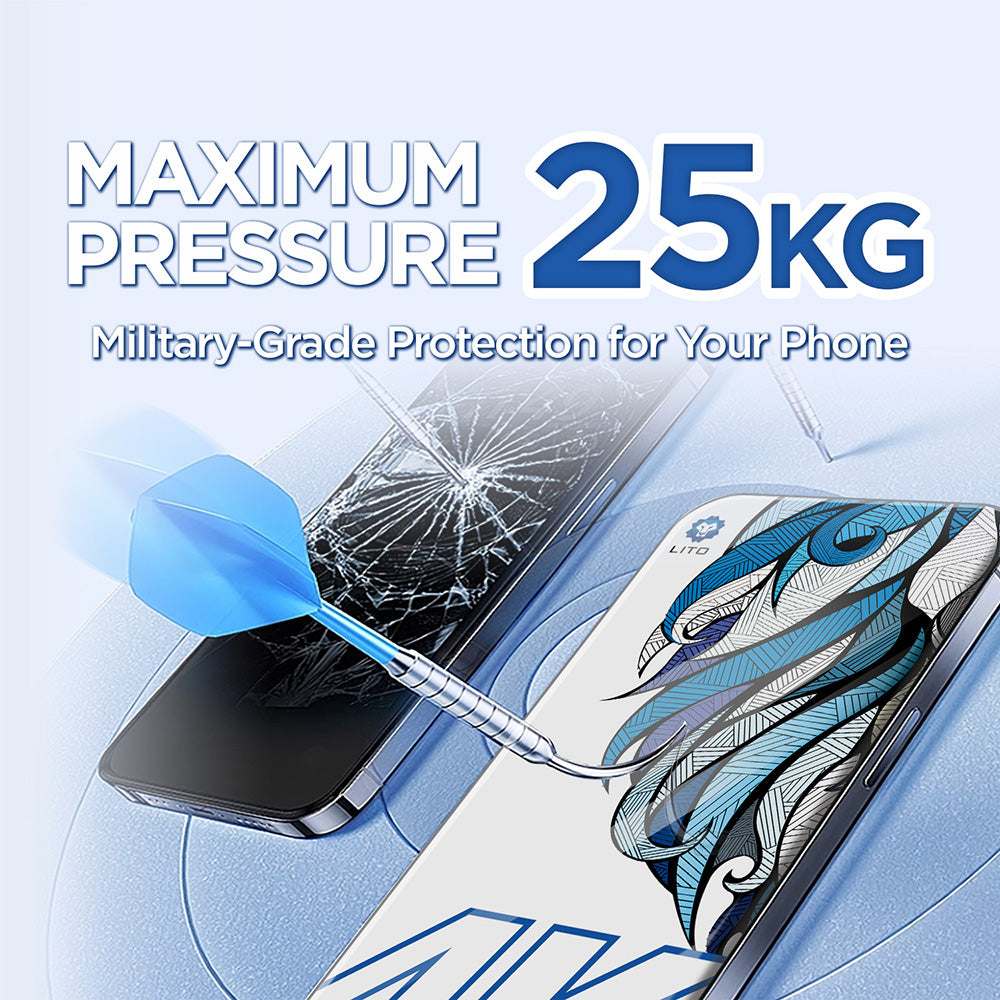 Lito D+ Max 4K Screen Protector for Apple iPhone 17 Pro Max, Tempered Glass, Full Glue, Black
