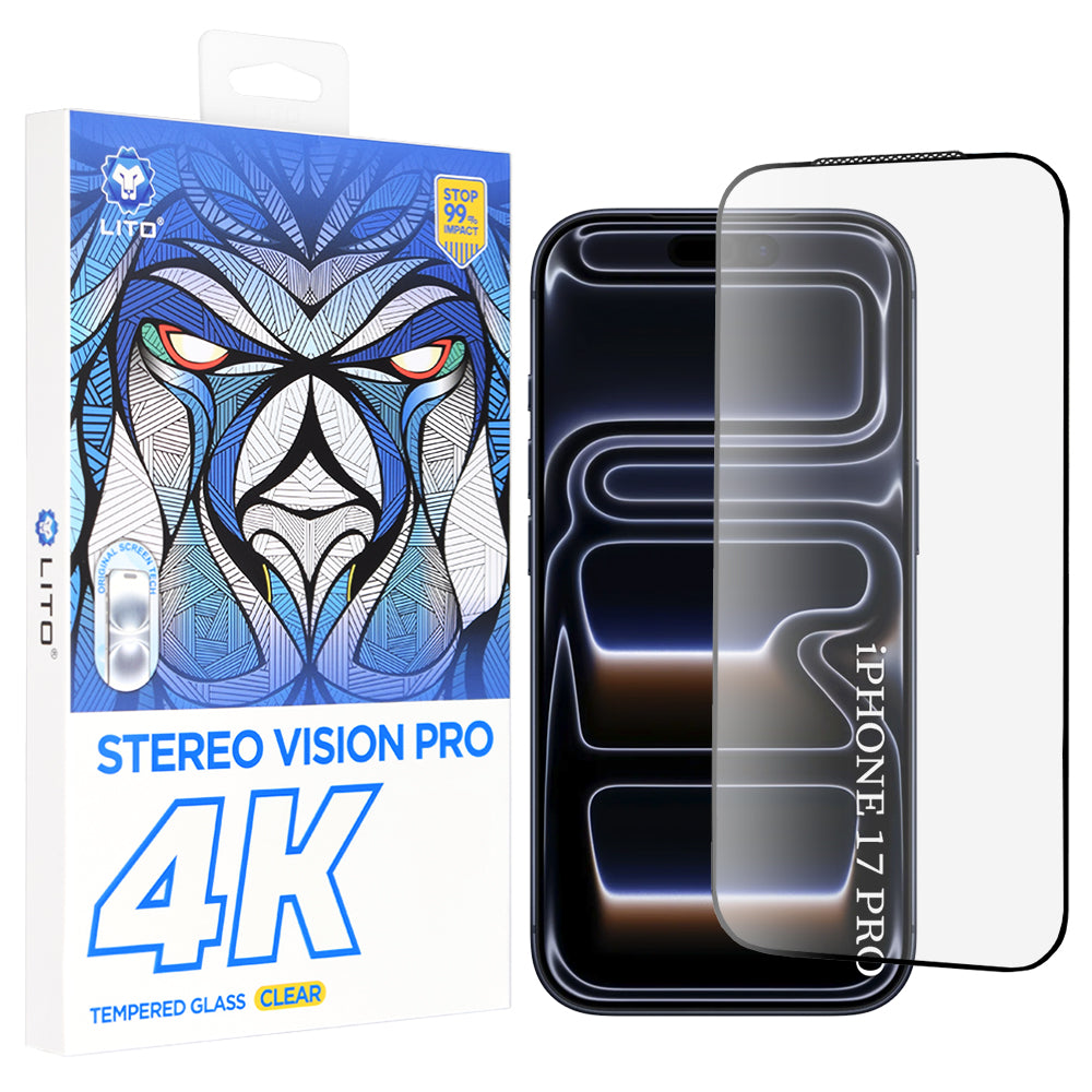 Lito D+ Max 4K Screen Protector for Apple iPhone 17 Pro, Tempered Glass, Full Glue, Black