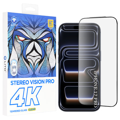 Lito D+ Max 4K Screen Protector for Apple iPhone 17 Pro, Tempered Glass, Full Glue, Black