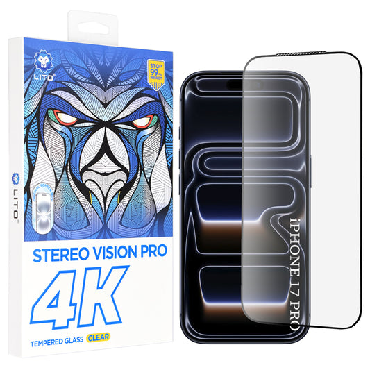Lito D+ Max 4K Screen Protector for Apple iPhone 17 Pro, Tempered Glass, Full Glue, Black