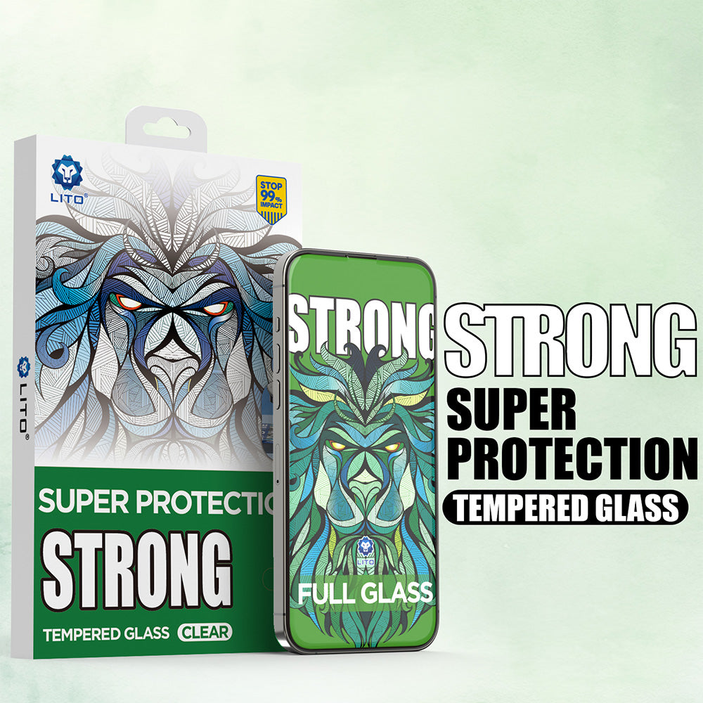 Lito D+ Max Strong Screen Protector for Apple iPhone 17 / 16 Pro, Tempered Glass, Full Glue, Black