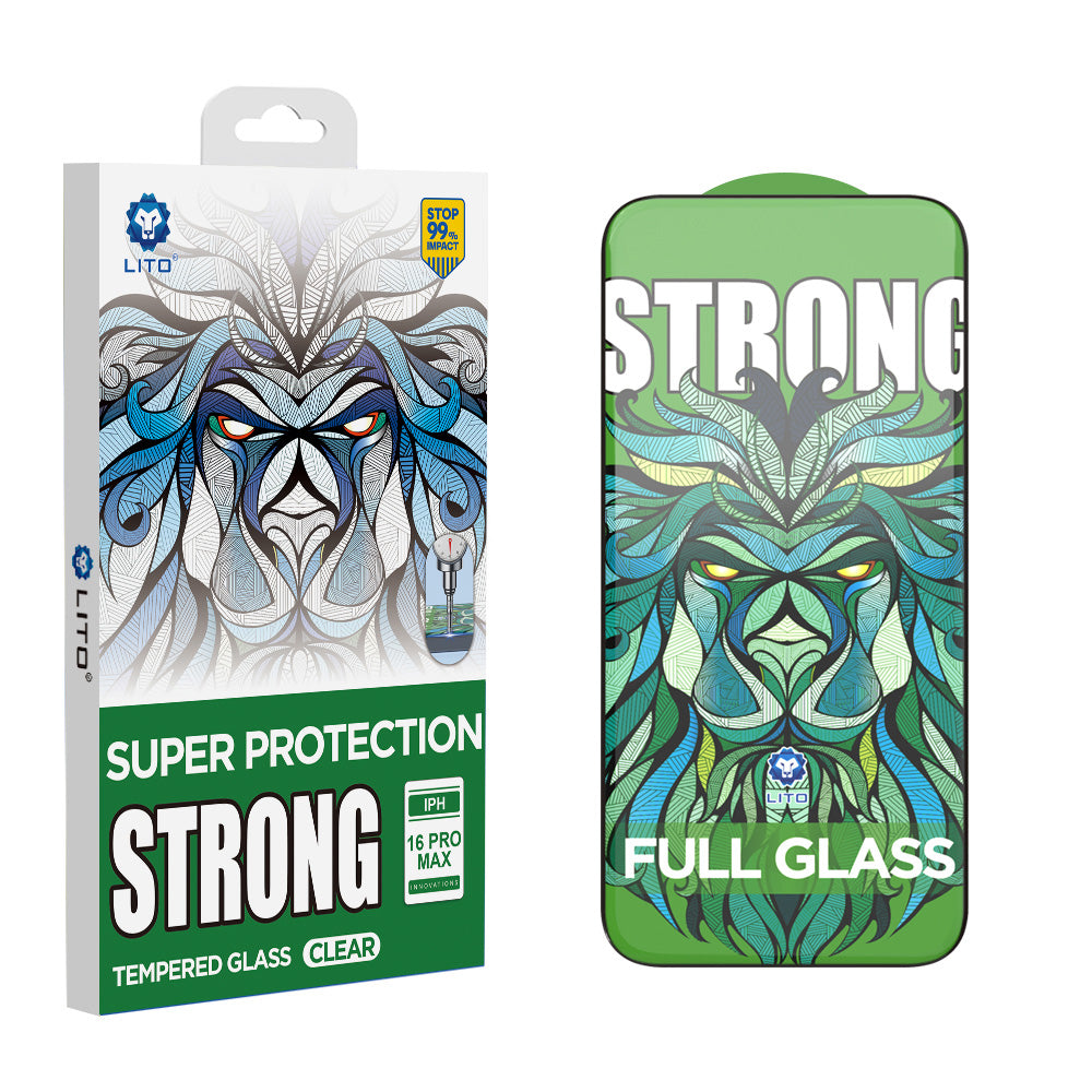 Lito D+ Max Strong Screen Protector for Apple iPhone 17 / 16 Pro, Tempered Glass, Full Glue, Black