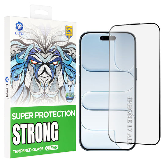 Lito D+ Max Strong Screen Protector for Apple iPhone 17 Air, Tempered Glass, Full Glue, Black