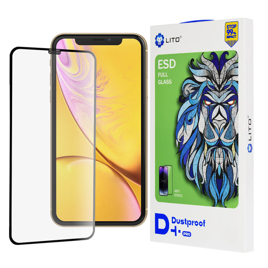 Lito D+ Pro Staubdichte Displayschutzfolie für Apple iPhone 11 / XR, gehärtetes Glas, Vollkleber, Schwarz