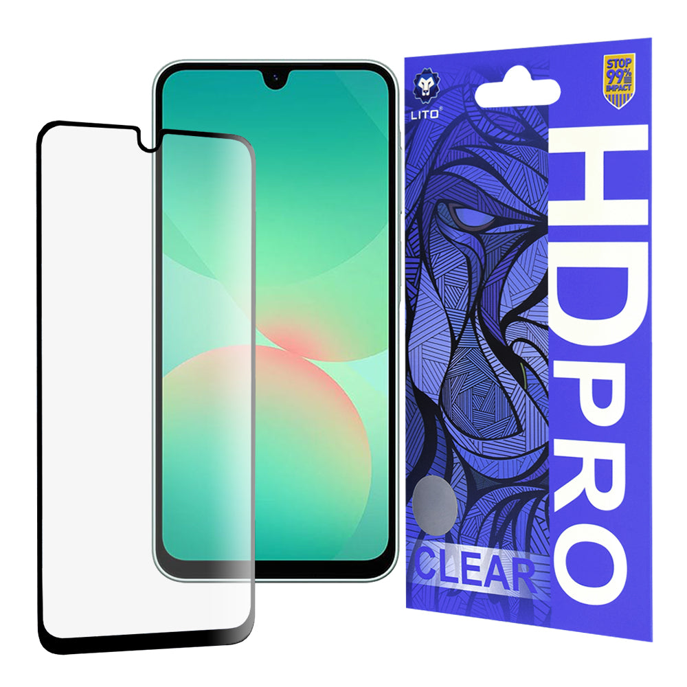 Lito HD Pro Clear Displayschutzfolie für Samsung Galaxy A26 A266, gehärtetes Glas, Full Glue, Schwarz