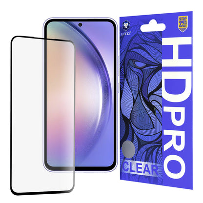 Lito HD Pro Clear Displayschutzfolie für Samsung Galaxy A54 A546, gehärtetes Glas, Vollkleber, Schwarz