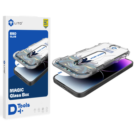 Displayschutzfolie Lito Magic Glass Box D+ Tools für Apple iPhone 16, gehärtetes Glas, Full Glue