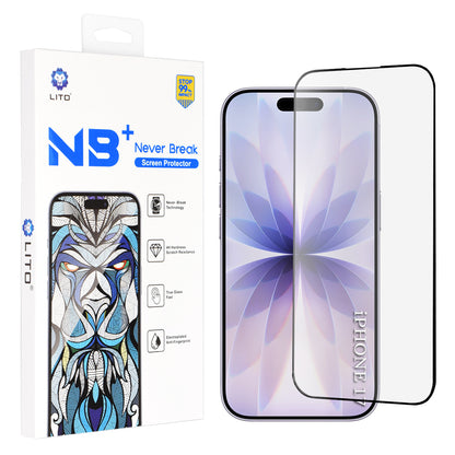 Lito NB Screen Protector for Apple iPhone 17 / 16 Pro, Tempered Glass, Full Glue, Black