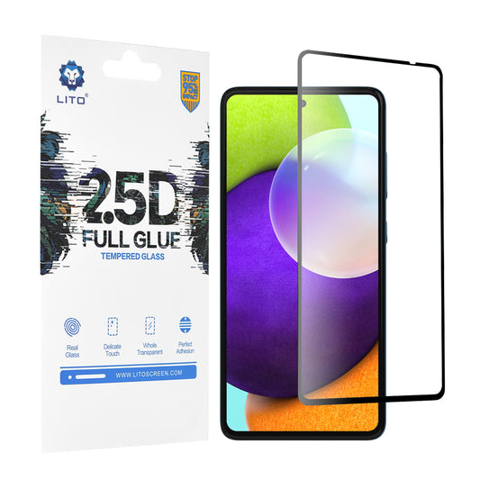 Lito Displayschutzfolie für Samsung Galaxy A52s 5G A528 / A52 5G A526 / A52 A525, gehärtetes Glas, Full Glue, 2.5D, Schwarz