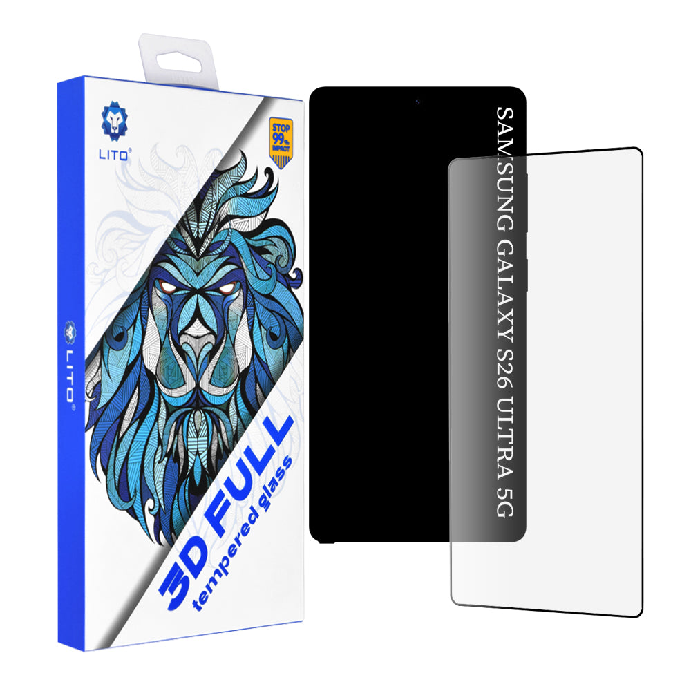 Lito Screen Protector for Samsung Galaxy S26 Ultra S948, Tempered Glass, Full Glue, 3D, Black