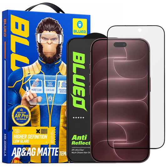Blueo Matte Anti-Reflective HD Displayschutzfolie für Apple iPhone 18 Pro Max, gehärtetes Glas, Full Glue, Schwarz