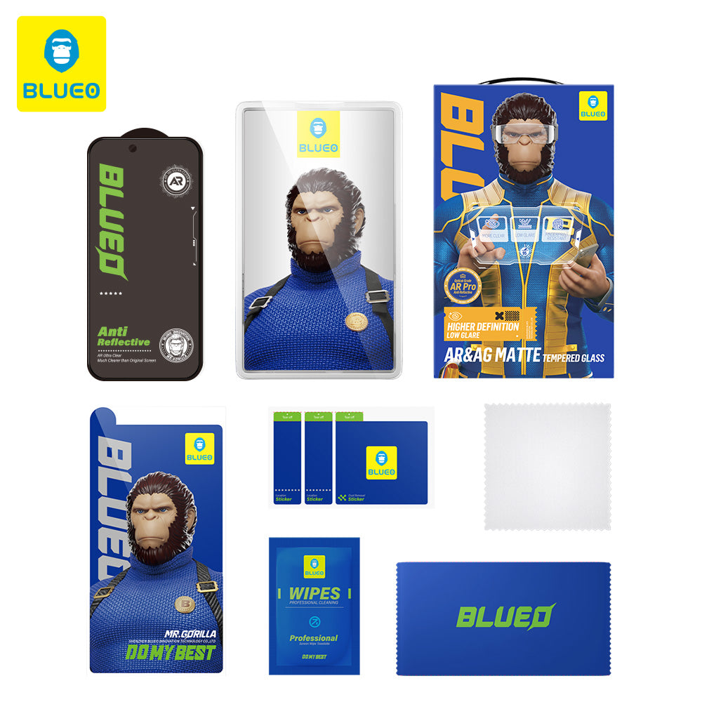 Blueo Matte Anti-Reflective HD Screen Protector for Apple iPhone 18 Pro Max, Tempered Glass, Full Glue, Black