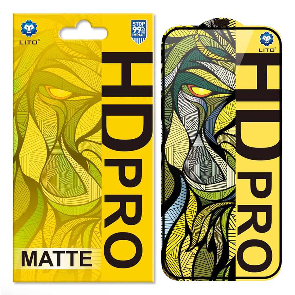 Matte Screen Protector Lito HD Pro for Apple iPhone 16 Plus, Tempered Glass, Full Glue, Black