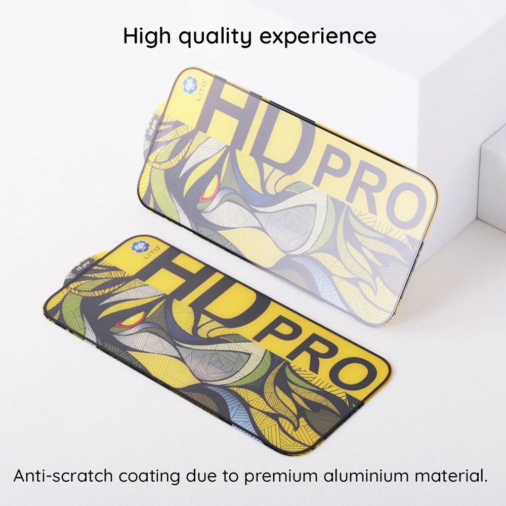Mattierter Displayschutzfolie Lito HD Pro für Apple iPhone 16, gehärtetes Glas, Vollkleber, Schwarz