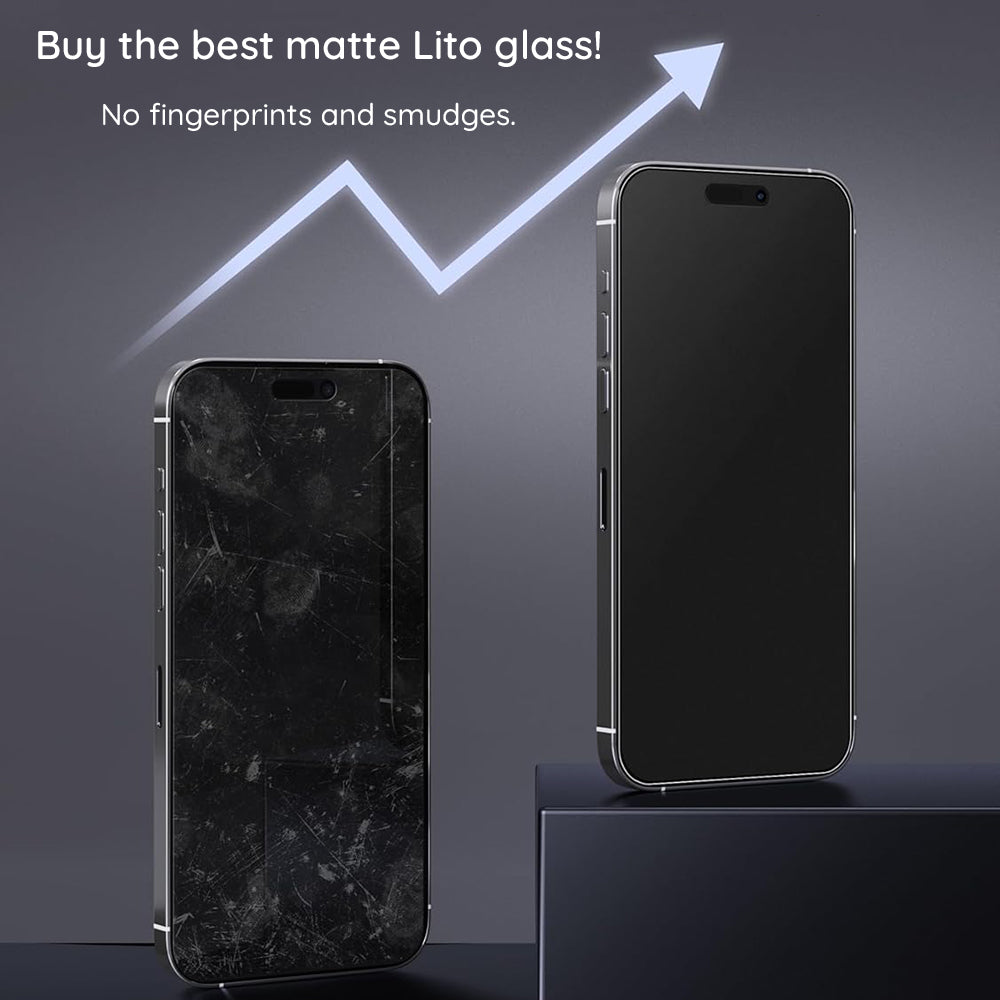 Mattierter Displayschutzfolie Lito HD Pro für Apple iPhone 16, gehärtetes Glas, Vollkleber, Schwarz