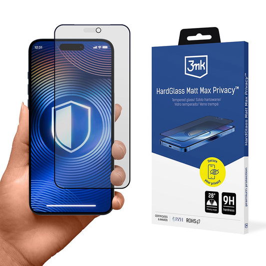 Matt Privacy Schutzfolie 3MK Max für Apple iPhone 18 Pro Max, gehärtetes Glas, Vollkleber